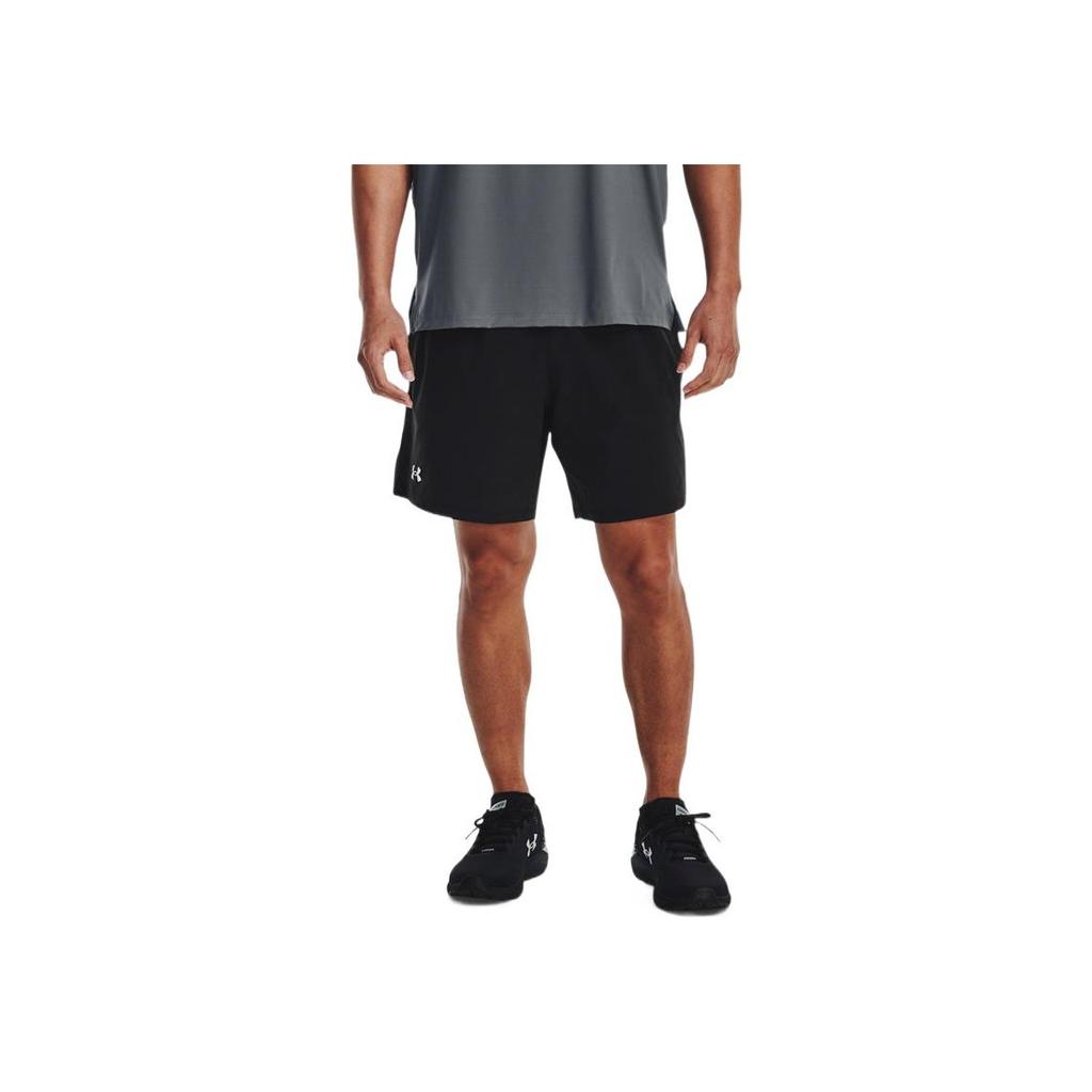 Under Armour Solid Print Small Logo Straight Shorts Men Bottoms Black 1370999-002