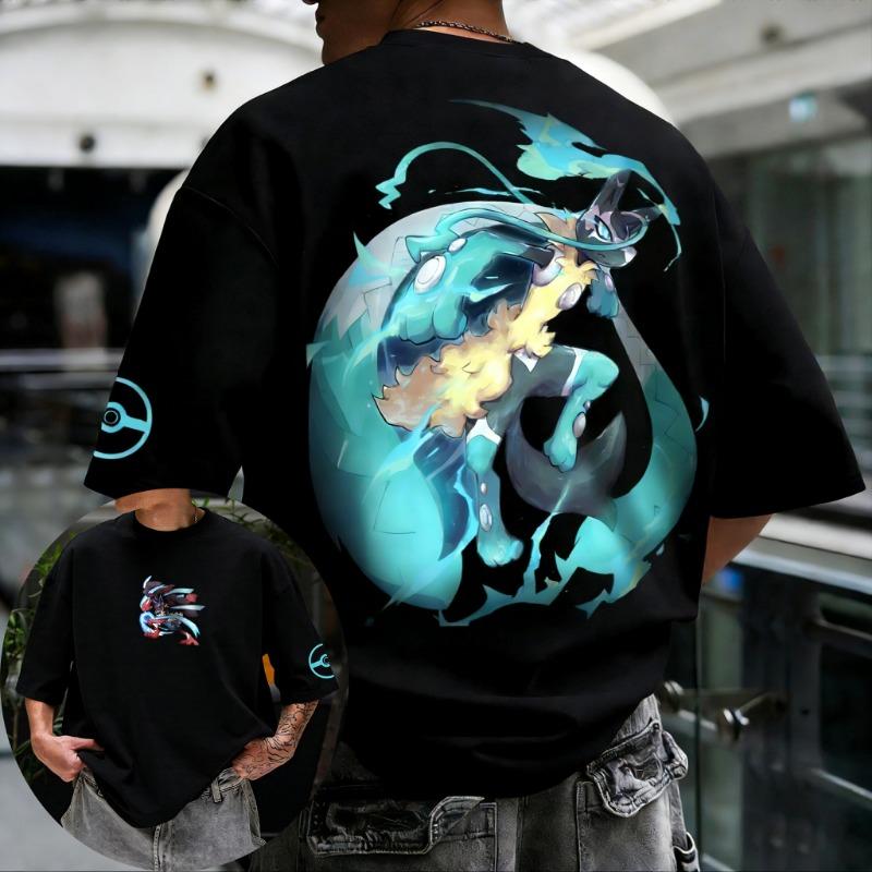 

Pokémon Anime Super Lucario Printed Short Sleeved T-shirt 2026 Men s and Women s Summer New Harajuku Large Loose Casual Top L