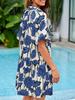 Womens Floral Button Down Shirt Dress Puff Sleeve Loose Fit Summer Mini Dress