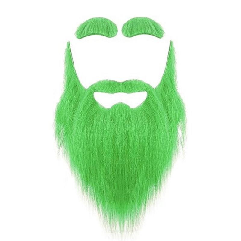 Artificial Beards Mustaches and Eyebrows Set Irish Makeup Up Party Costume Accessories for Halloween Christmas Cosplay
