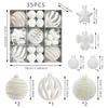 35PCS Flocked Xmas Tree Decor Set Velvet Bows Christmas Ball  Home Holiday Decor