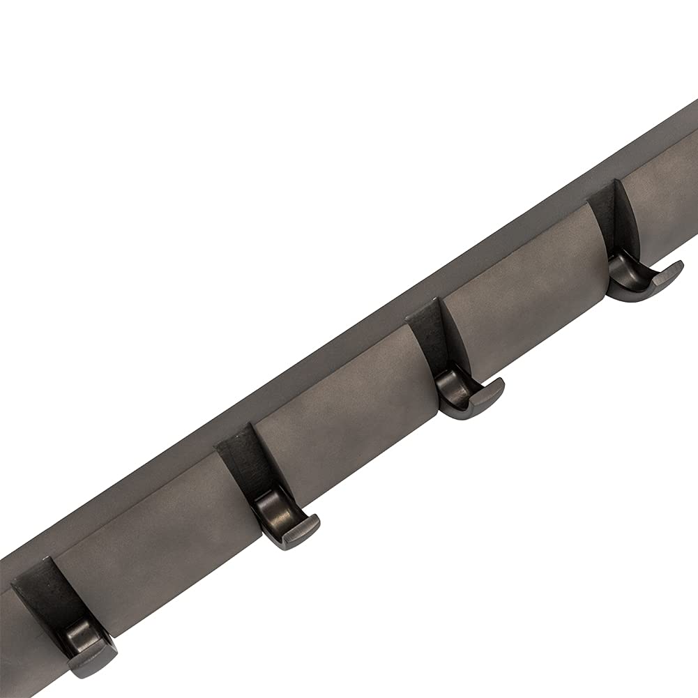 Umbra Coat Rack with Flip Hooks FLIP 5 HOOK 5-Hook Hooks, Wall-Mounted, Stylish, Gray/Pewter, 318850-1045. GREY/PEWTER. [Used]