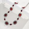 Fashion Oval Wine Red Crystal Metal Waist Chain for Women Retro Exquisite Silver Color Belt Chain French Style Body Jewelry Gift