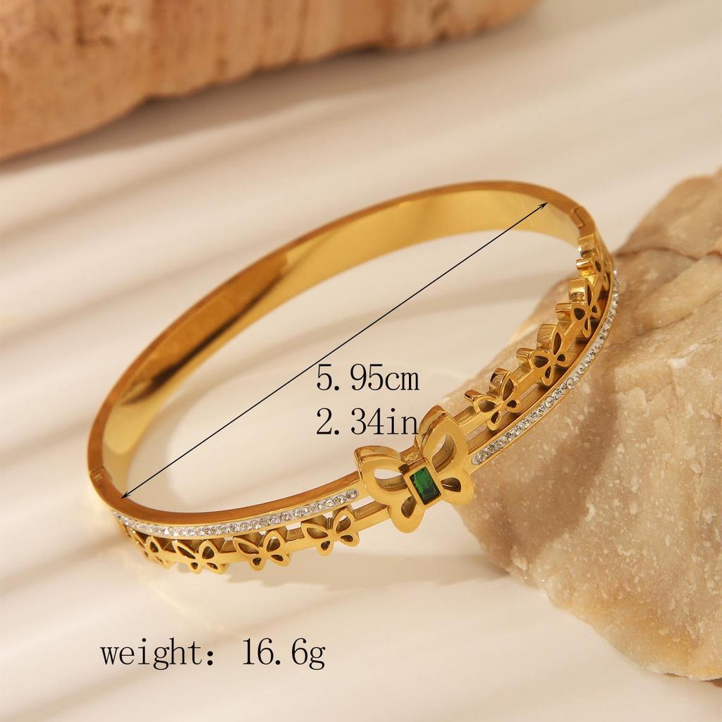 Gold-Plated Zircon Vintage Women's Bracelet - Light Luxury Fashion