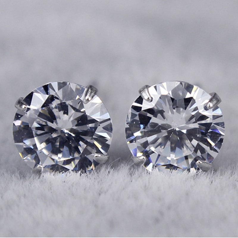 925 Sterling Silver Gift Jewelry AAA Zircon Four-Prong Earrings