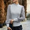 Women's Half Turtleneck Long-sleeved Sequined Patchwork Knitted Top