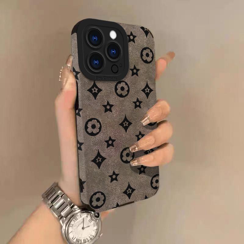 Vintage Pattern Lambskin Leather Phone Case For iPhone 17 Pro Max Air 16 16e 15 14 13 12 11 Pro Max Plus X XS MAX XR Back Cover