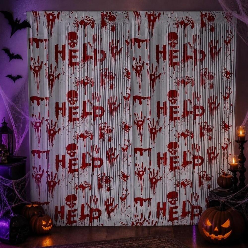 Reusable Halloween Tinsel Curtain 2M Door Hanging Decor Wall Hanging Pendants Photo Background