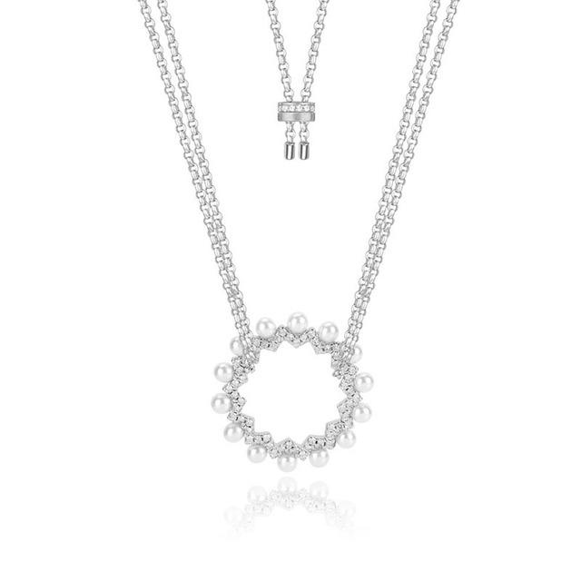 

Женские жемчужные ожерелья, круглое, роскошное, с цветком солнца, ожерелье с цепочкой на ключицу из циркония, барочное колье Femme Zk30 45cm