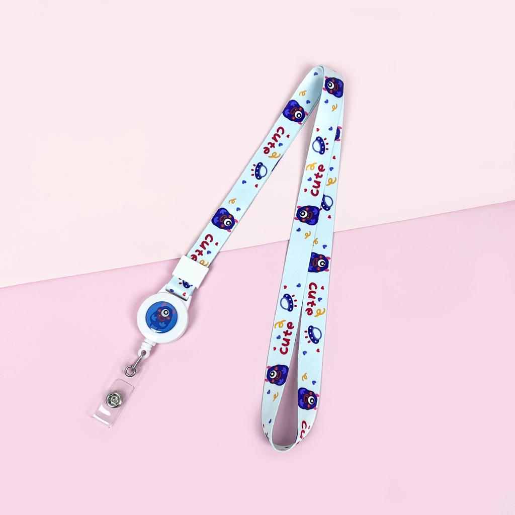 Cartoon Teleskopische Leichtziehbare Schnalle Lanyard Studenten Anti-Verlust Kartenhalter Halsband Langes Seil Arbeits Namensschild Namensschild Lanyard