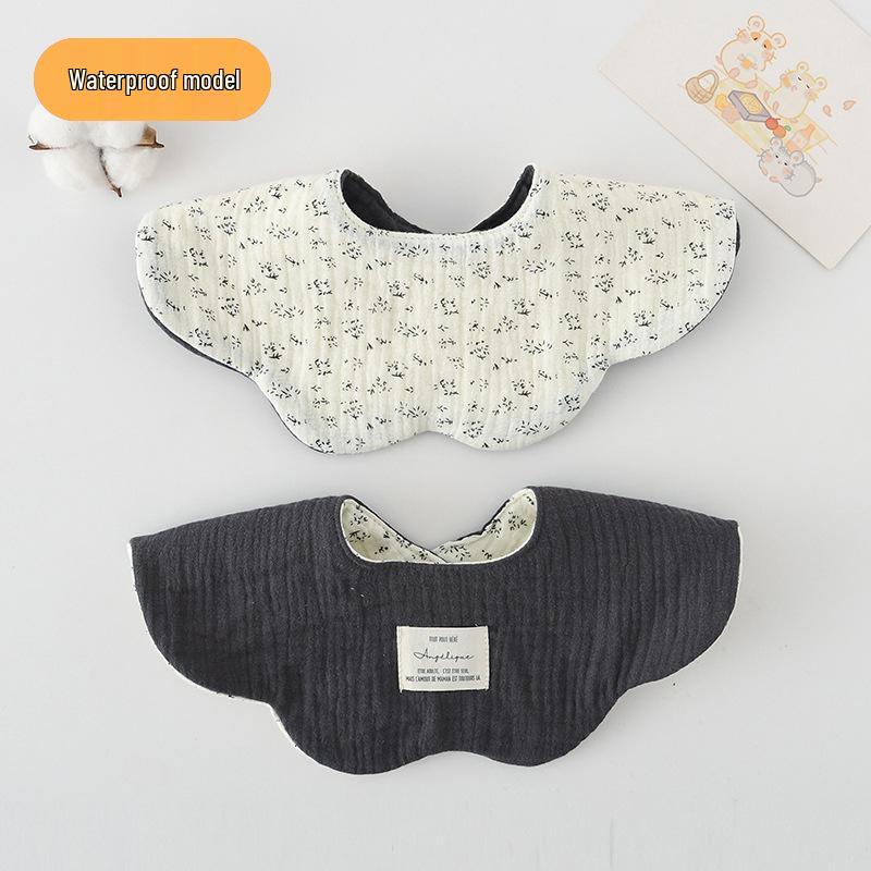 Dwustronny, wodoodporny śliniaczek dla niemowląt w stylu koreańskim z płatkami, wykonany w 100% z gazy bawełnianej