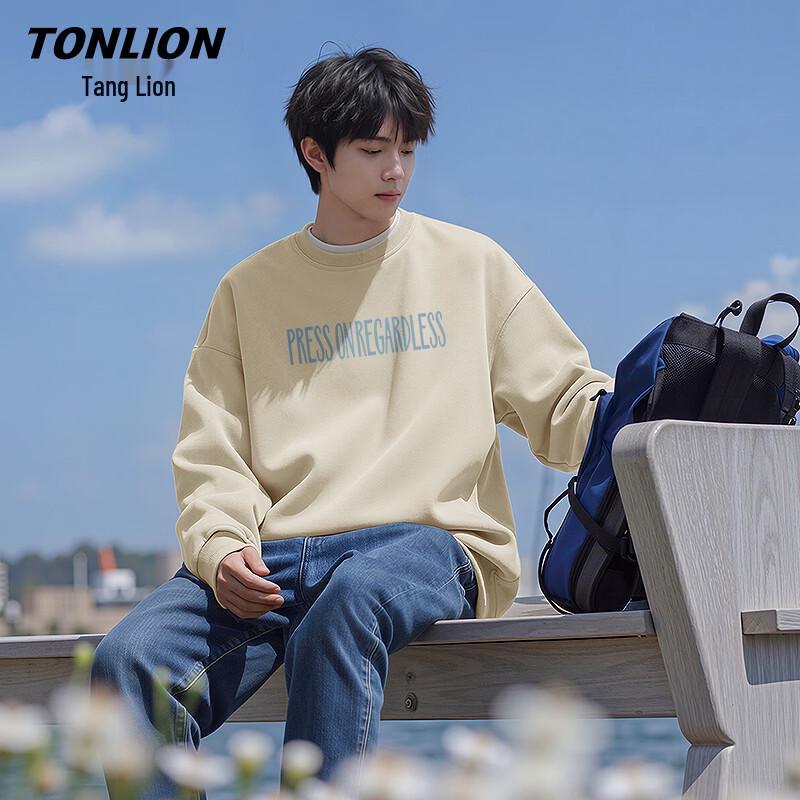 TonLion Men's Casual Heavyweight Crewneck Sweatshirt