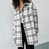 European and American lazy loose lapel plaid shirt women's 1116 autumn street casual outer long-sleeved shirt