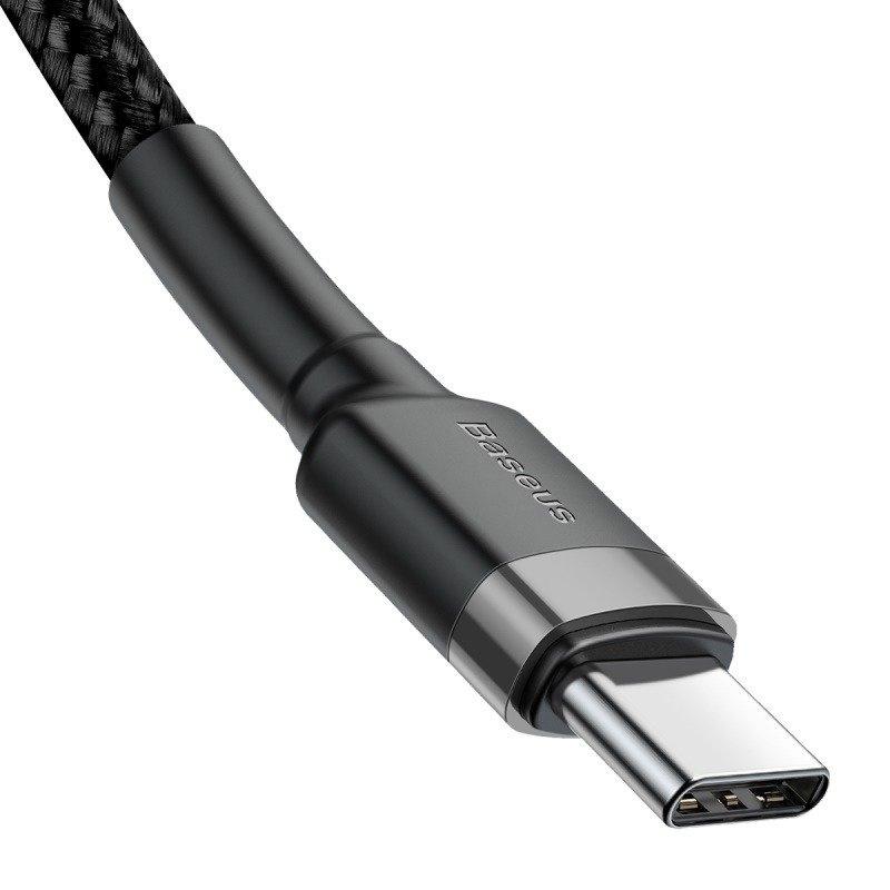 USB-C zu USB-C Kabel PD Baseus Cafule PD 2.0 QC 3.0 60W 1M (Schwarz-Grau)
