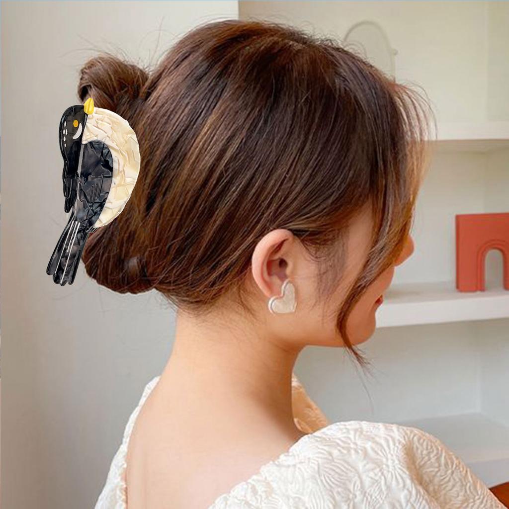 Oversized Hair Clip With Cartoon Bird Designs Acetate Secure Grip For Updos Parties Casual Wear Hair Accessories