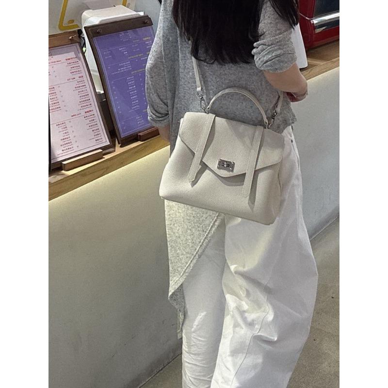 New cowhide leather tote bag small square bag high-end portable shoulder messenger bag women's bag