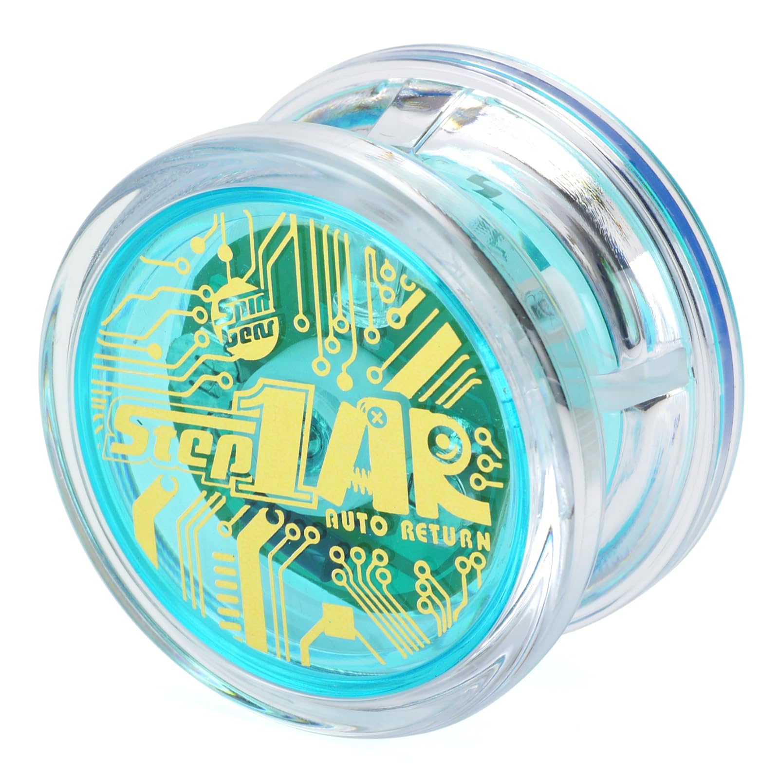 

Spin Gear Step One AR with QR Code for Instructions x Light-Up Yo-Yo, Auto-Return Yo-Yo (Clear Blue)