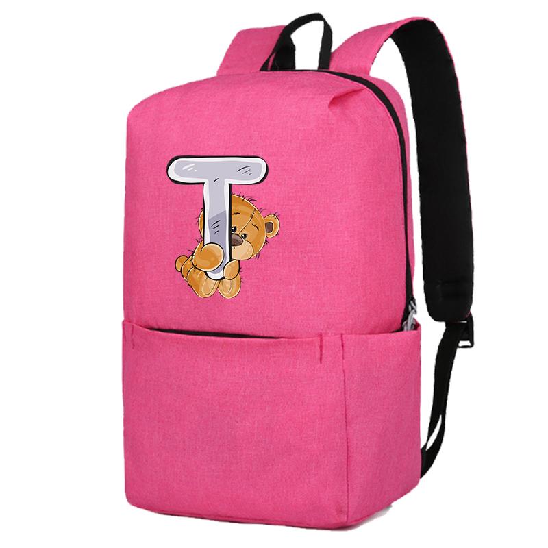 Încântător ursuleț cu 26 de litere englezești, geantă de școală pentru fete, rucsacuri de pânză pentru cosplay, pentru copii, geantă pentru copii înapoi la școală