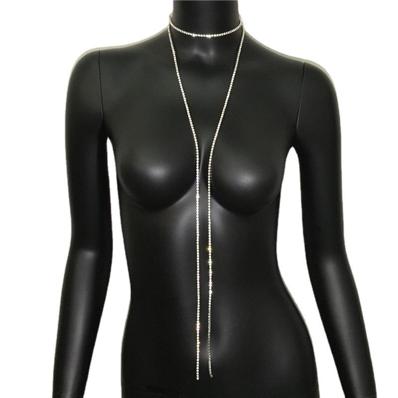 Luxury Multi-layer Zircon Necklace, Sparkling Rhinestone Tassel Neck Accessories for Party