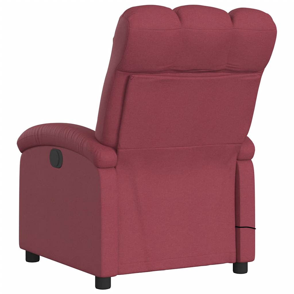 Vidaxl Reclining Massage Chair, Wine Red, Fabric Upholstered