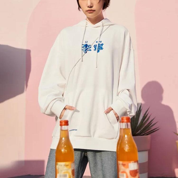 Li-Ning Embroidered Logo Pullover Sweatshirt Unisex sweatshirt Off-White AWDRH33-2