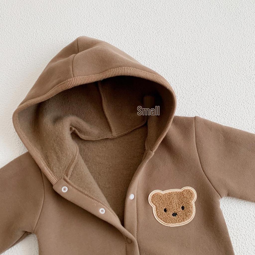 2023 Thickened Fleece Baby Onesie - Autumn/Winter Little Bear Romper for Boys & Girls