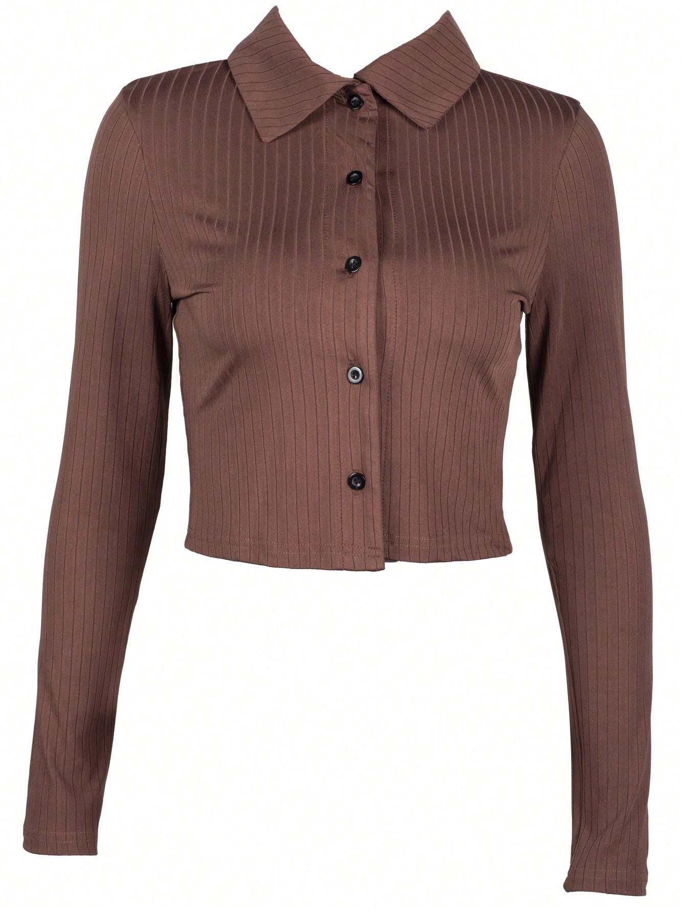 

Rose Beauty A женский повседневный облегающий сексуальный топ с длинными рукавами на пуговицах спереди, осень XL коричневый/кофейный