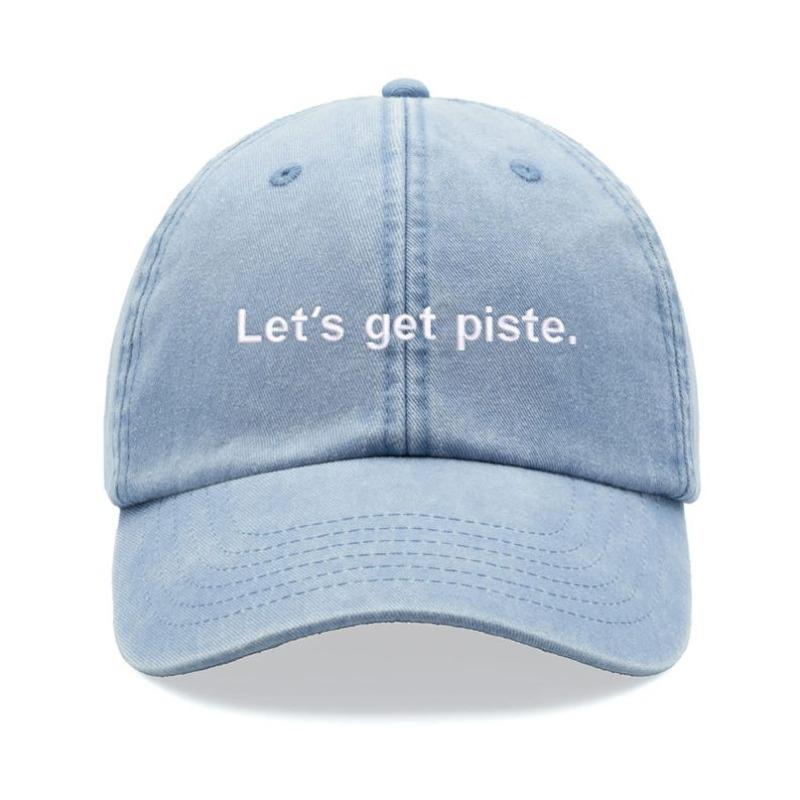 1pc "Let's Get Piste" Baseball Caps for Women,Vintage Washed Unisex Dad Hat Low Profile Adjustable Faded Sports Sun Hiking,wear