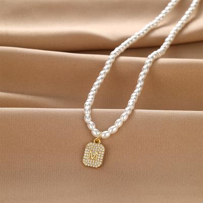 Light Luxury Freshwater Pearl Necklace Women'S High Value Simple And Versatile Micro-Inlaid M Brand Pendant Collarbone Chain