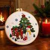 Embroidery Starter Pack Christmas Kit DIY Xmas Tree Craft Holiday Ornament Gift Box Pattern Crafts for Family Festive Needlework Sewing Kit
