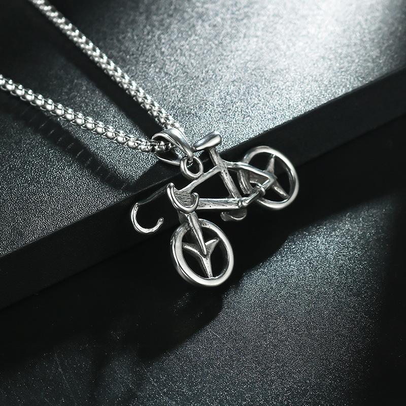 New Hot Selling Fashion Mens Necklace Bicycle Sports Personality Student Handsome Pendant Fashion Sweatshirt Chain