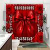 4Pcs Shower Curtain Set with Non-Slip Bath Mat, Toilet Lid Cover, Contour Rug & 12 Hooks, Bathroom Decor