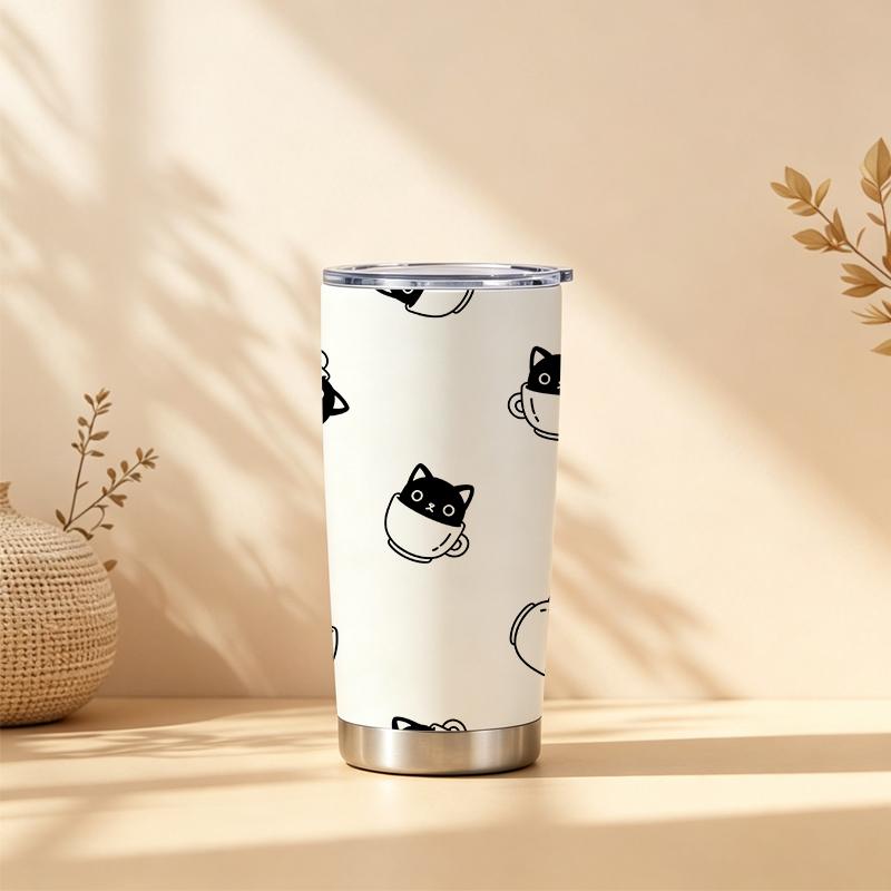 591ml Car Tumbler Cup Black Cat Element Straw Cup Portable Tumbler Coffee Tumbler Tumbler With Lid 20oz Car Straw Cup