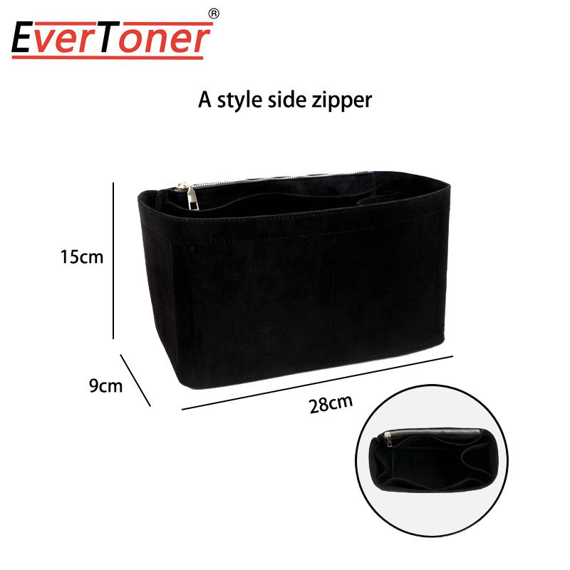 

EverToner Trendy Suede material Insert Bag Organizer Makeup Organizers Liner Perfect for T-B tote Bags Cosmetic Bags Accesories