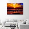 Canvas Print Swans Sunset
