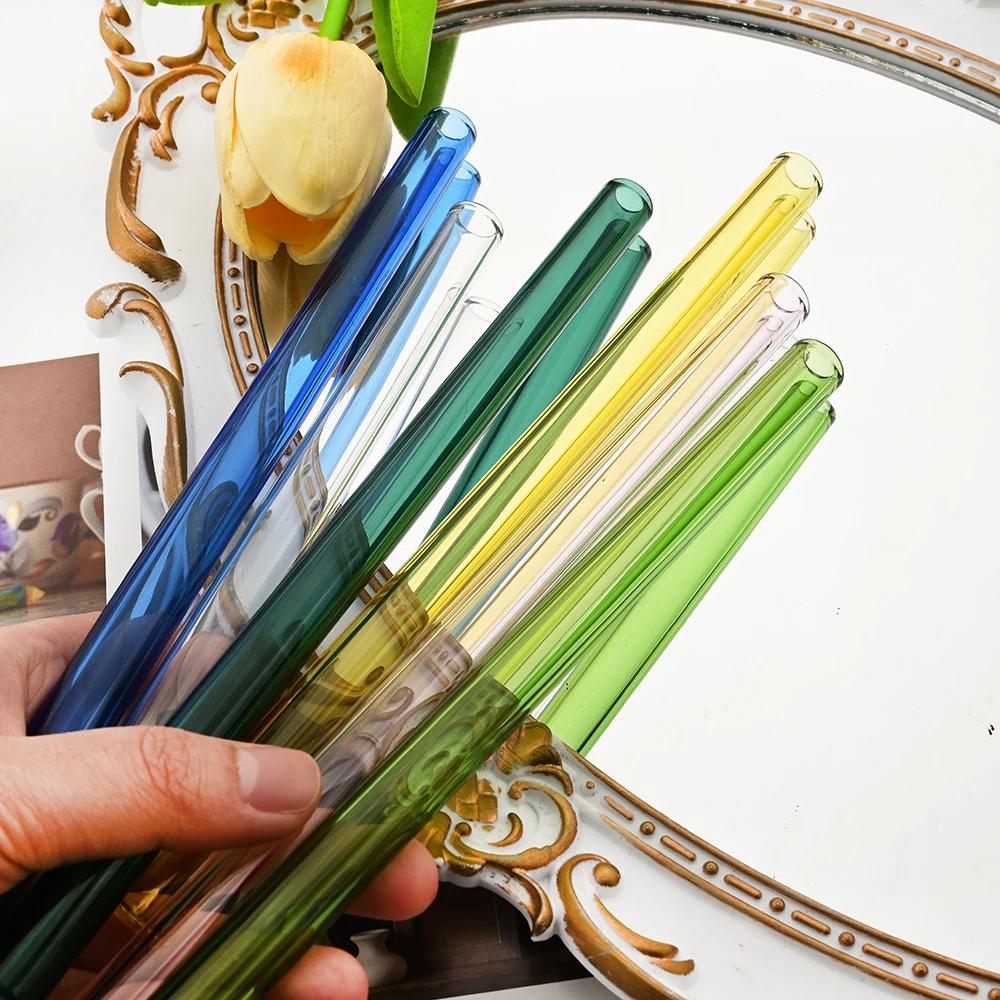 10Pcs Reusable Drinking Straw Glass Straws Eco-friendly High Borosilicate Glass Straw Tube Party Bar Drinkware Bar Accessories