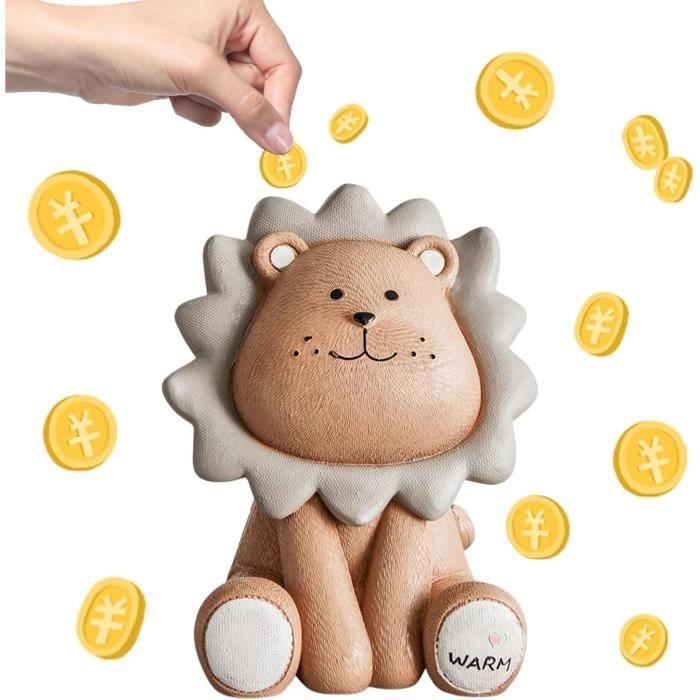 Tirelire - Lion - Résine Incassable - Décoration Chambre - Cadeau Enfant