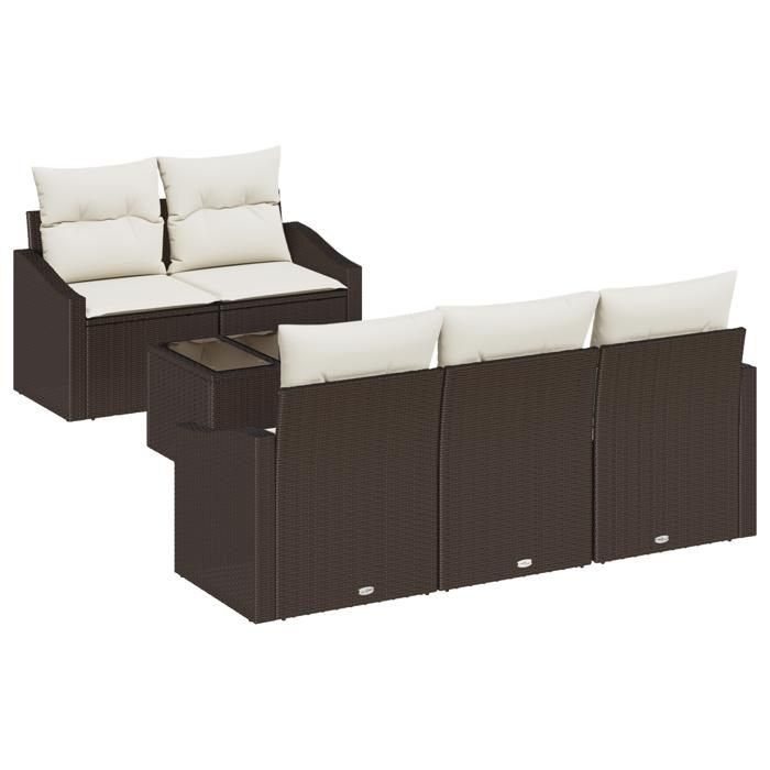 VidaXL Ensemble de sofa de jardin 6 pièces avec coussins marron en rotin synthétique 3346598