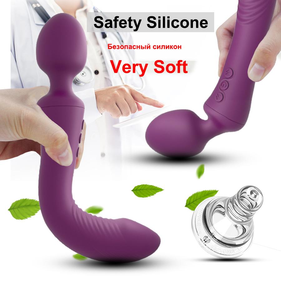 Взрослый эротический USB двуглавый сильный шок AV вибратор женский G-spot мастурбация массажные игрушки поставки