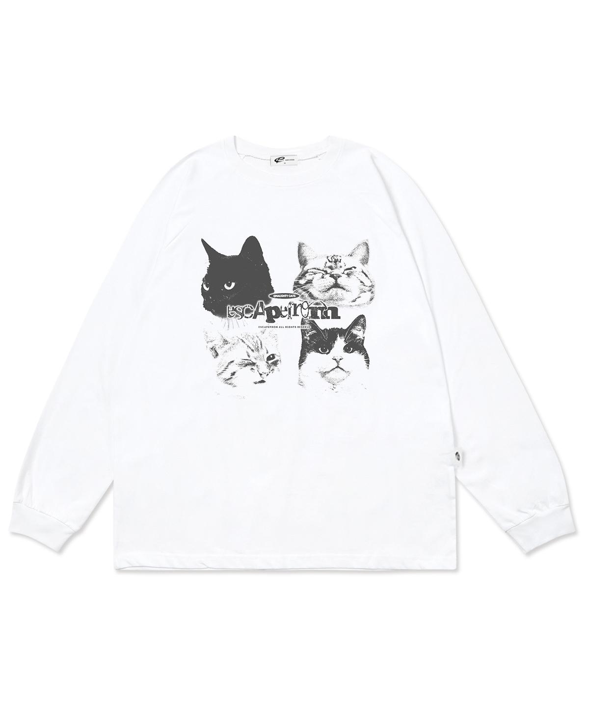 Escape From Mono Natty Cats Print Long Sleeve White M