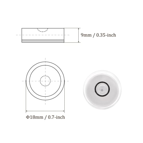 Kozelo 3-Piece Small Round Bubble Level, 18mm Diameter, 9mm Thick, Mini Round RV Leveling Tool for Travel Trailers, White