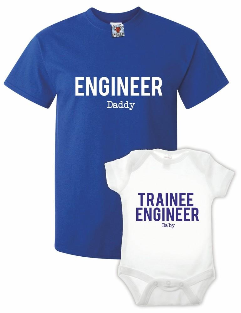 

Men s Engineer T-Shirt and Babygrow Double Pack Gift Present Xmas Cute Baby Fun 3XL