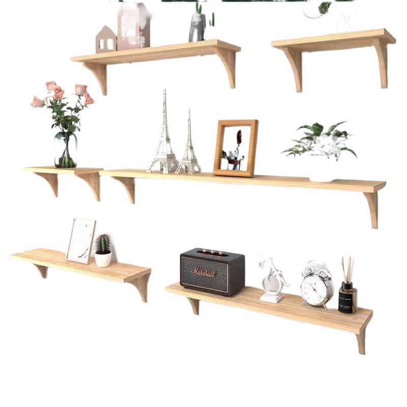 Solid Wood No-Punch Wall Shelf for Living Room or Bedroom - Snack Partition & Display