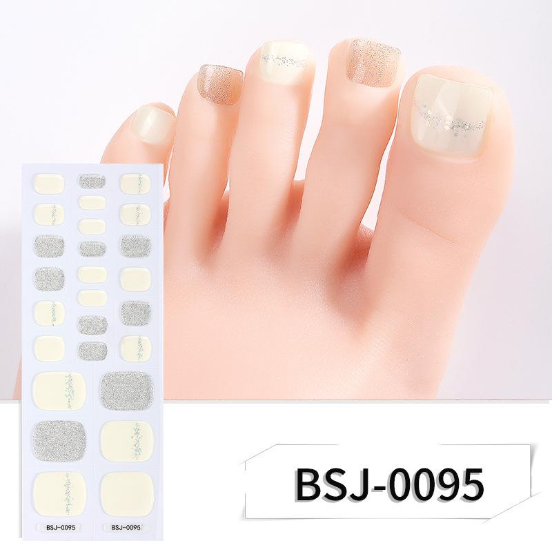 New French Gel Manicure Stickers, Toenail Stickers, Onion Pink Pearlescent Gradient Flash Semi-cured Nail Stickers