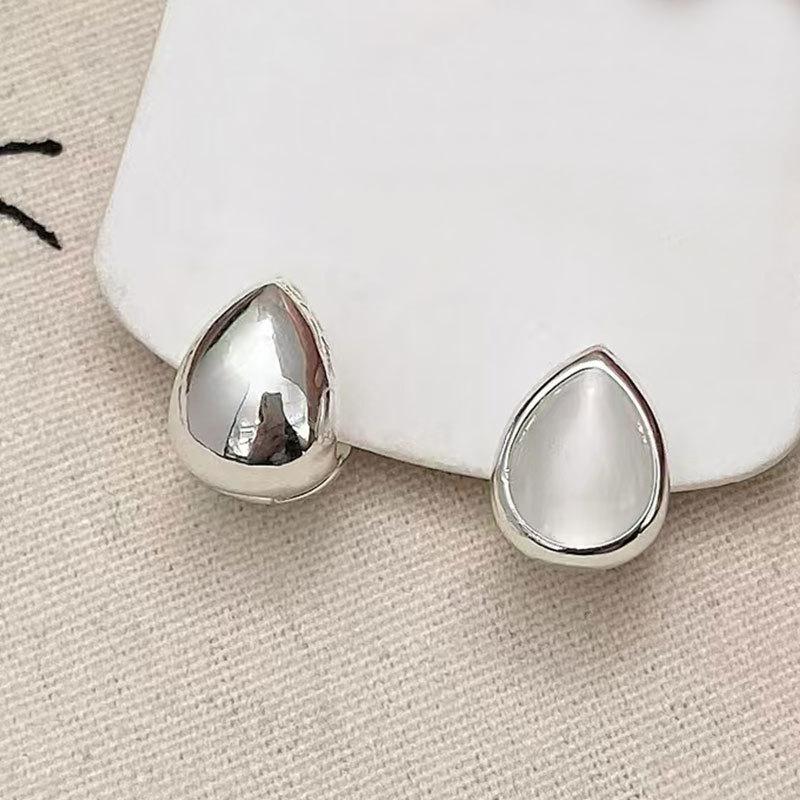 Niche Design Feeling Ice Transparent Opal Double-Sided Water Drop Ear Buckle Exquisite Versatile Earrings Temperament Light Luxury Simple Earrings