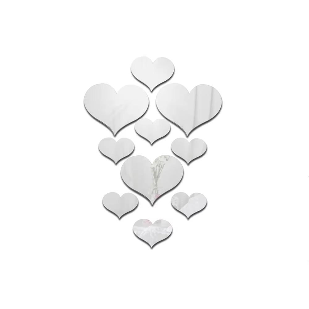 10Pcs Wall Stickers Removable Heart Wall Stickers for Home Decor Love Mirror Decals Mural Art Bedroom Furniture Decoration
