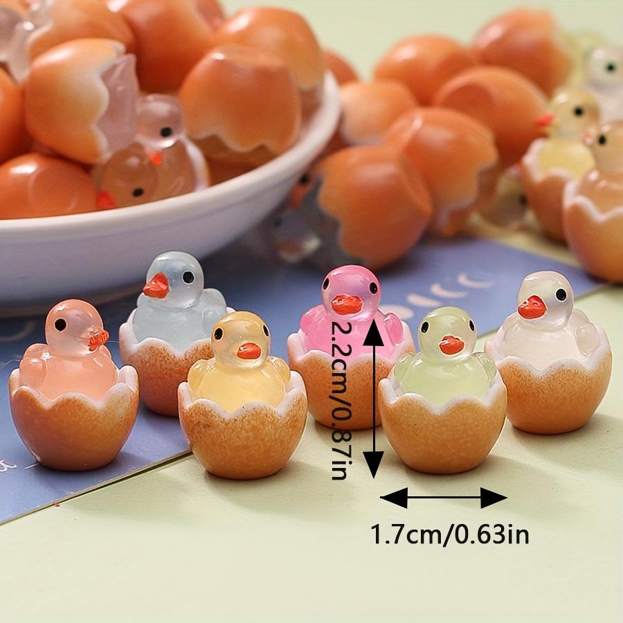 30 Pièces Mini Figurines Canard Lumineuses dans le Noir Statuettes Coquille d'Œuf en Résine Pour Jardins de Fées DIY Décoration d'Étagère de Table Cadeaux d'Anniversaire