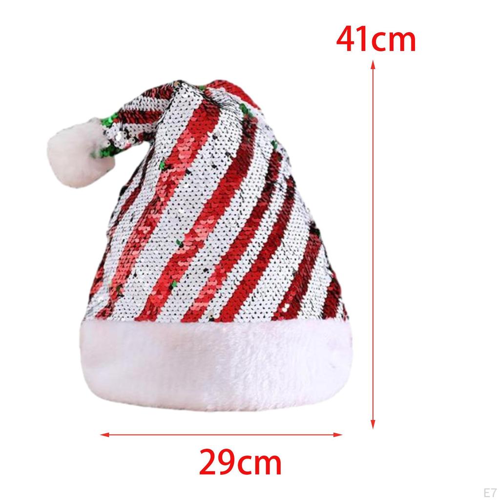 Pailletten Weihnachtsmütze Kappe Kopfbedeckung Weich Dekorativ für Erwachsene Kostüm Kopfbedeckung