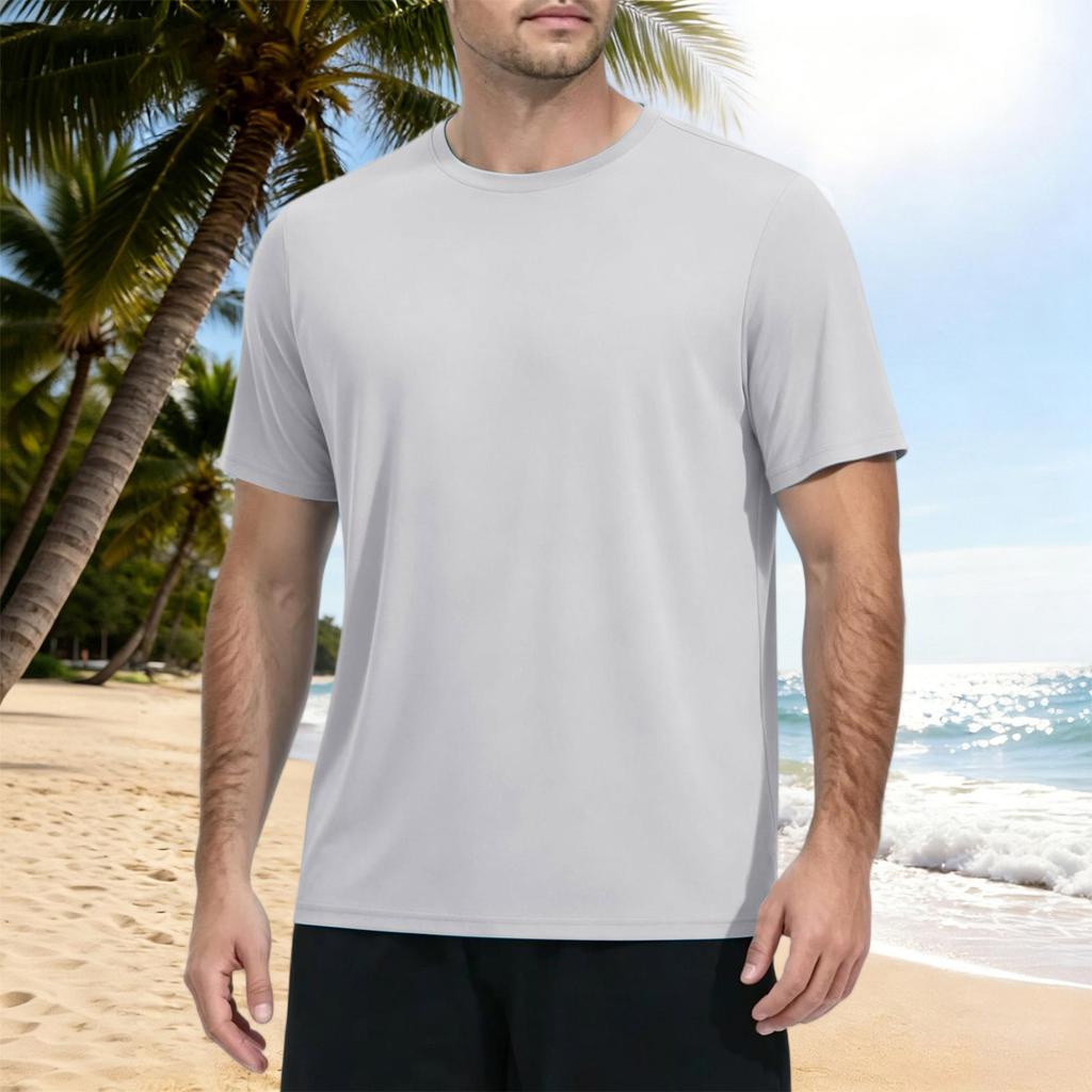 Men's Summer Quick Dry Short Sleeve T Shirt Lightweight Athletic Fitness Top for Outdoor Sports Hiking Running Gym