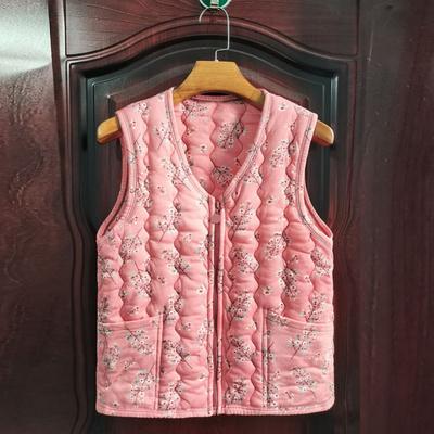 Spring and Autumn Floral Cotton Waistcoat Women's Warm Stretch Outer Wear Vest Zipper Milk Silk Short Section To Increase Waistcoat Fashion